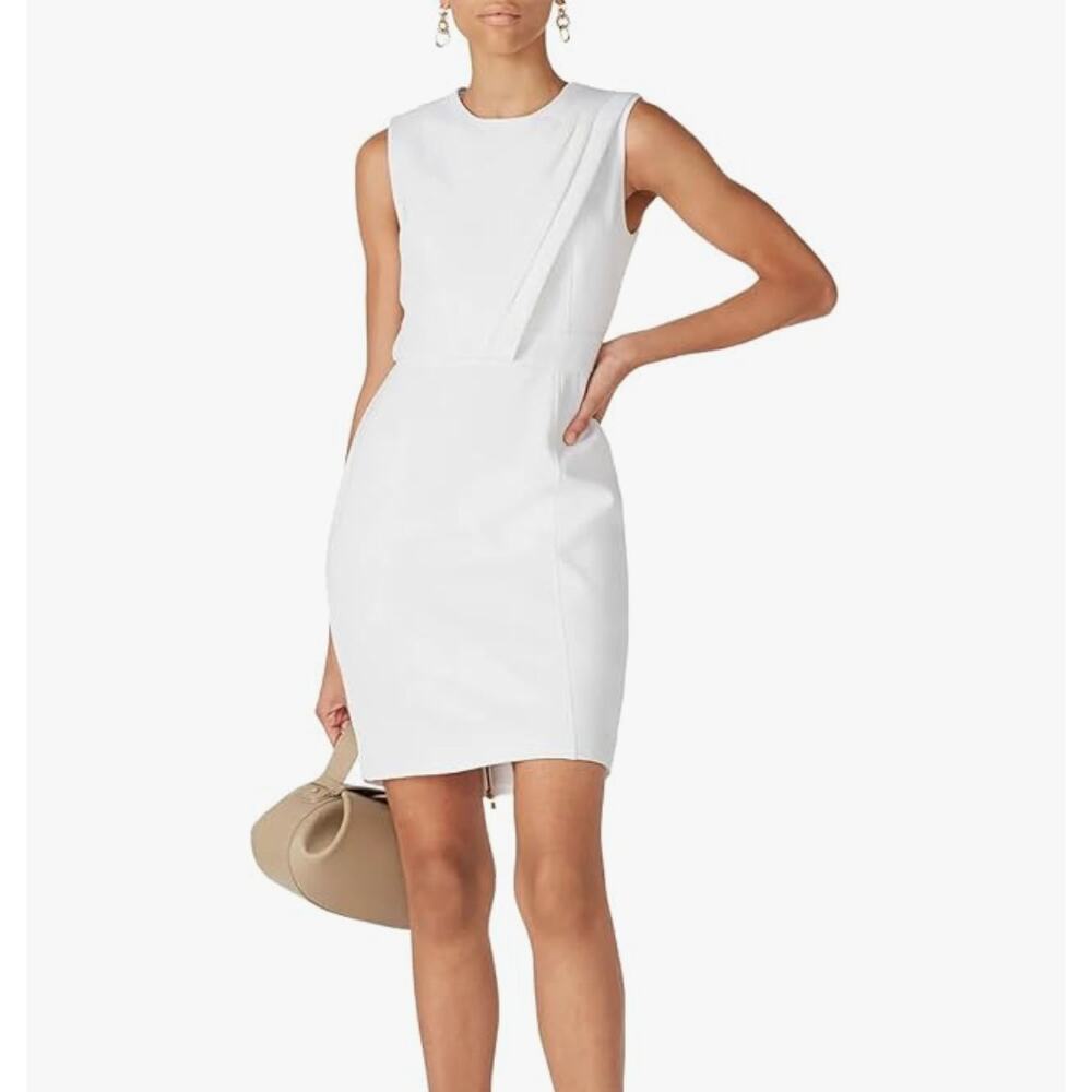 Women's Toccin NY Rent the Runway Pre-Loved White Drape Front Sheath Dress 20
